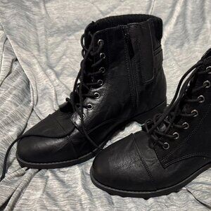 Laceup sweater bootie.